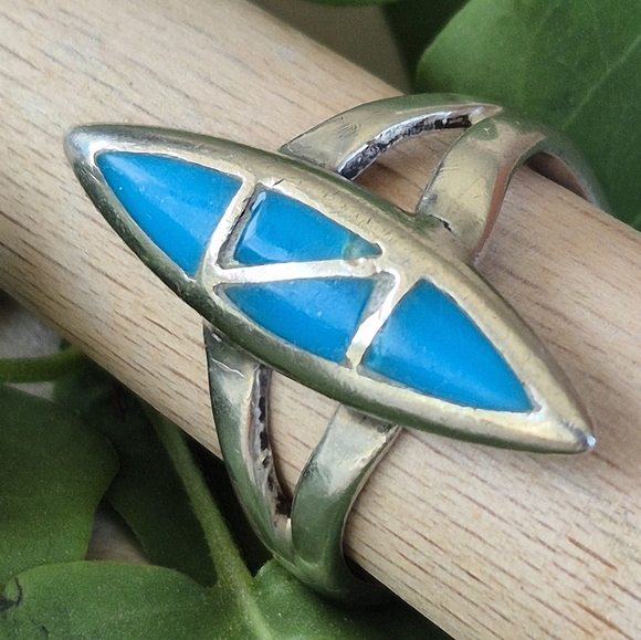 Sterling Silver 925 Torquoise Native Ring - Picture 2 of 6